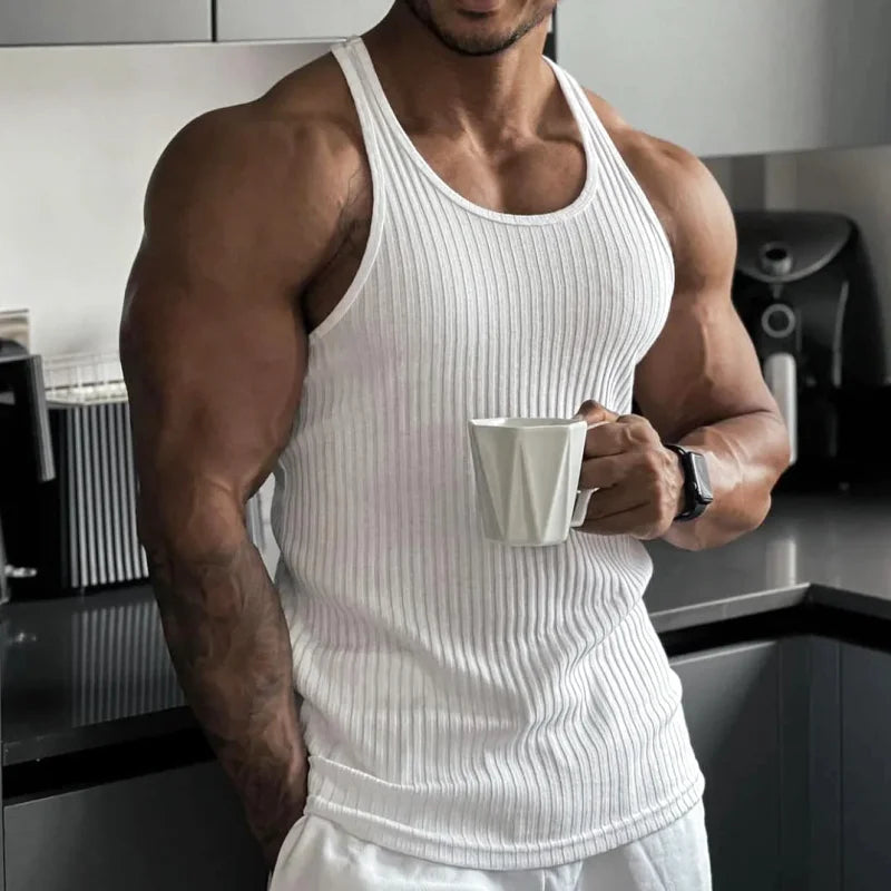Lot De 6 Débardeurs Homme 100% Coton Côtelé - Noir Et Blanc, Confortable, Sans étiquette